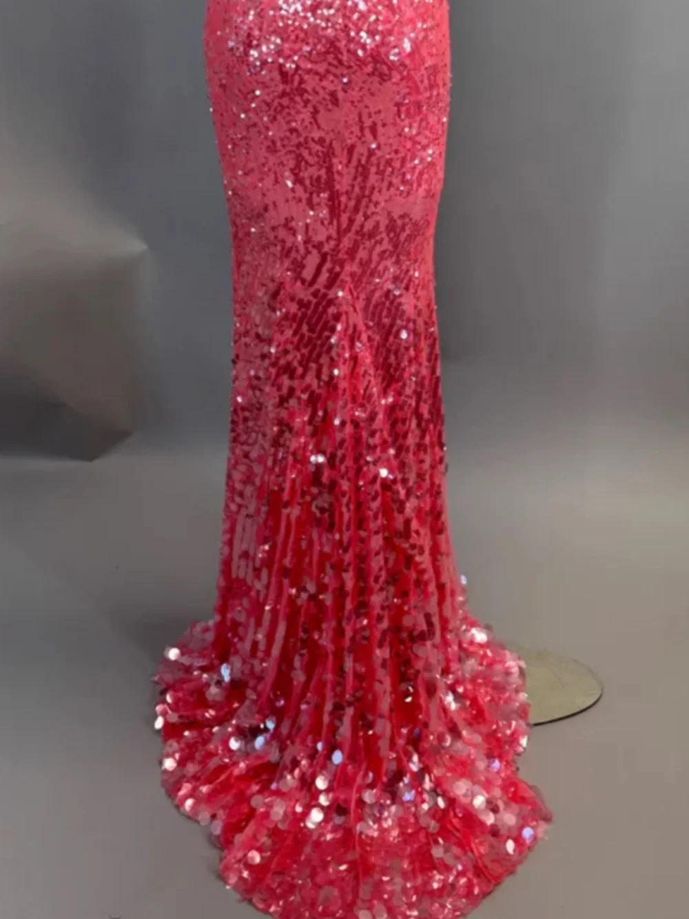 Jovani Coral/Pink Strapless Sequined Prom Gown - Picture 3 of 9